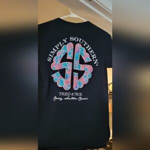 Simply Southern Navy Tee with Pink and Blue Design